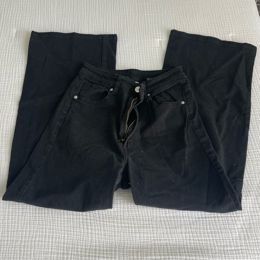 H&M black twill high waisted jeans